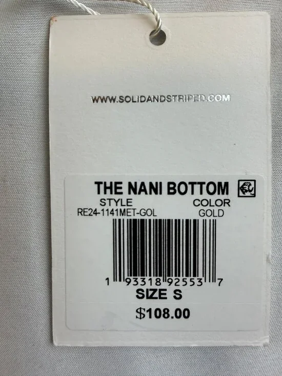 NWT SOLID & STRIPED The Nani metallic mid-rise bikini briefs Size Small $108 - Picture 12 of 13